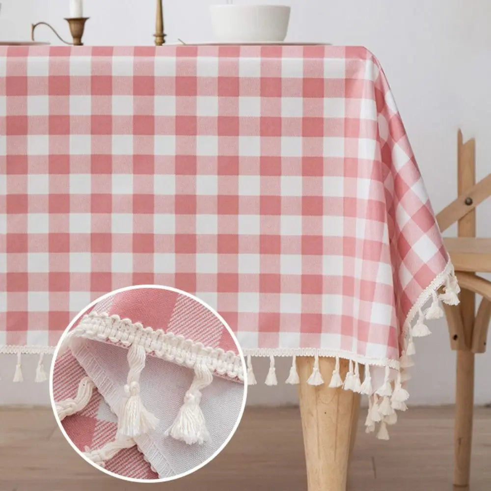 Table Decor Linen Plaid Tablecloth Waterproof Antifouling Table Cover