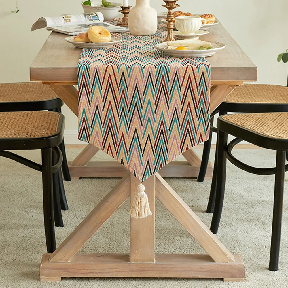 American Striped Table Runner Bohemian Tassel Table Runners Home