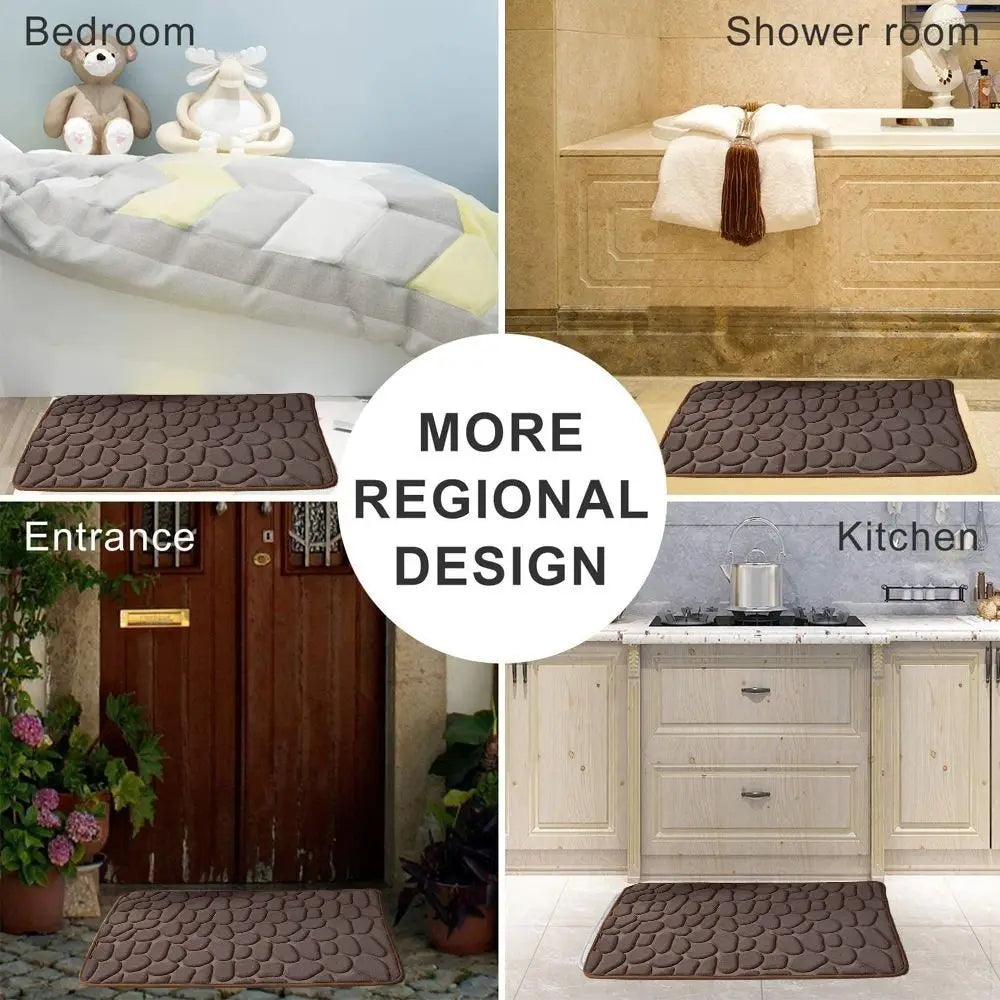 Durable Water Absorption Bath Mat Non-slip Household Cobblestone Embossed Washable Doormat Bathroom