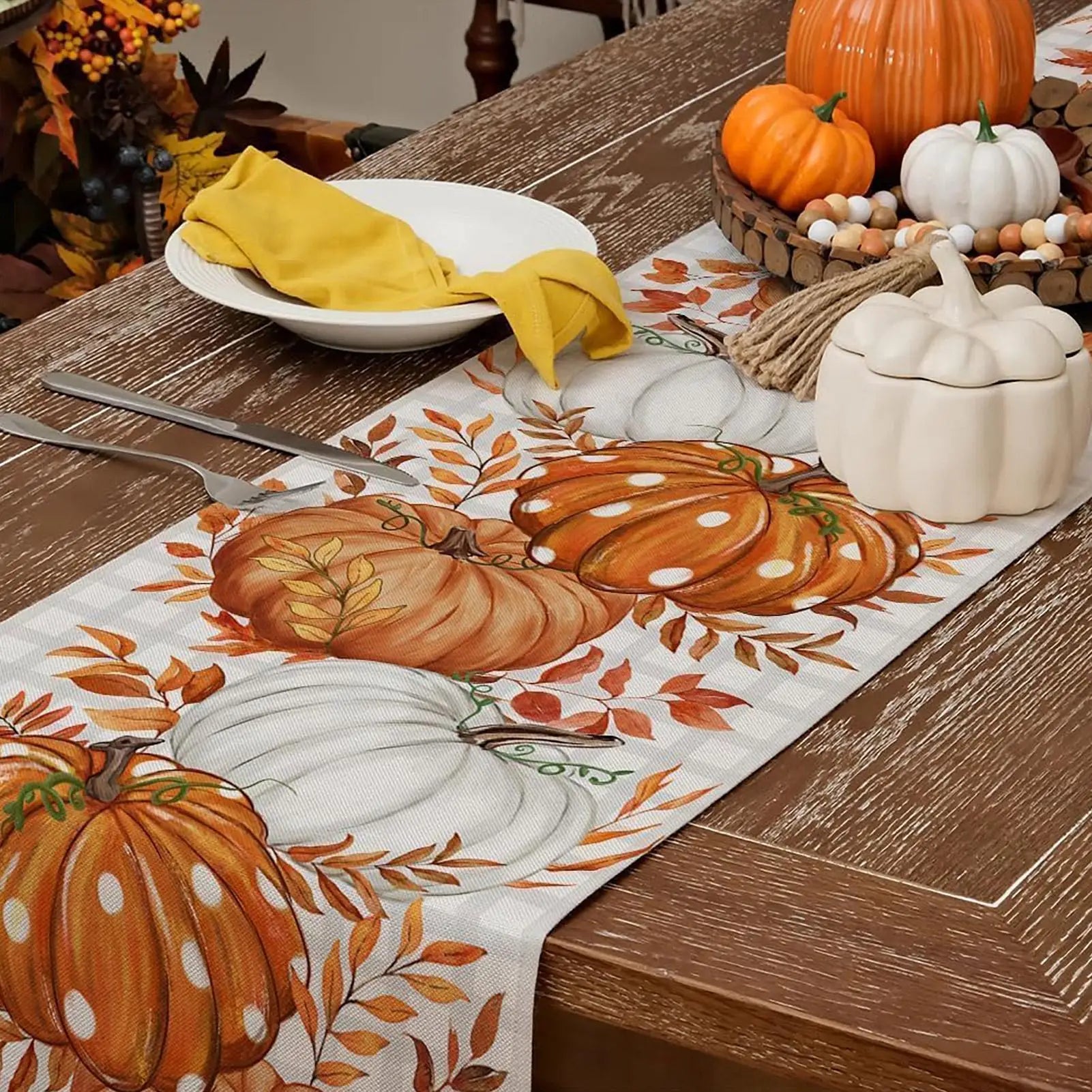 Table Runner  1PC Autumn Thanksgiving Table Runner Pumpkins