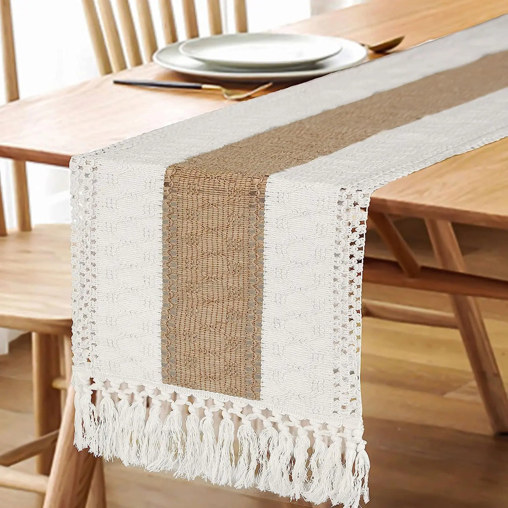 Table Runner for Summer Home Decor with Tassels Long Farmhouse