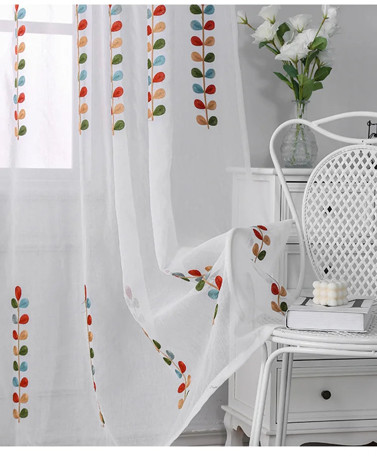 Sheer Curtains for Living Room,Boho Sheer Window Drapes for Kitchen, Rod Pocket Light Filtering Window Treatment, 2 Panels