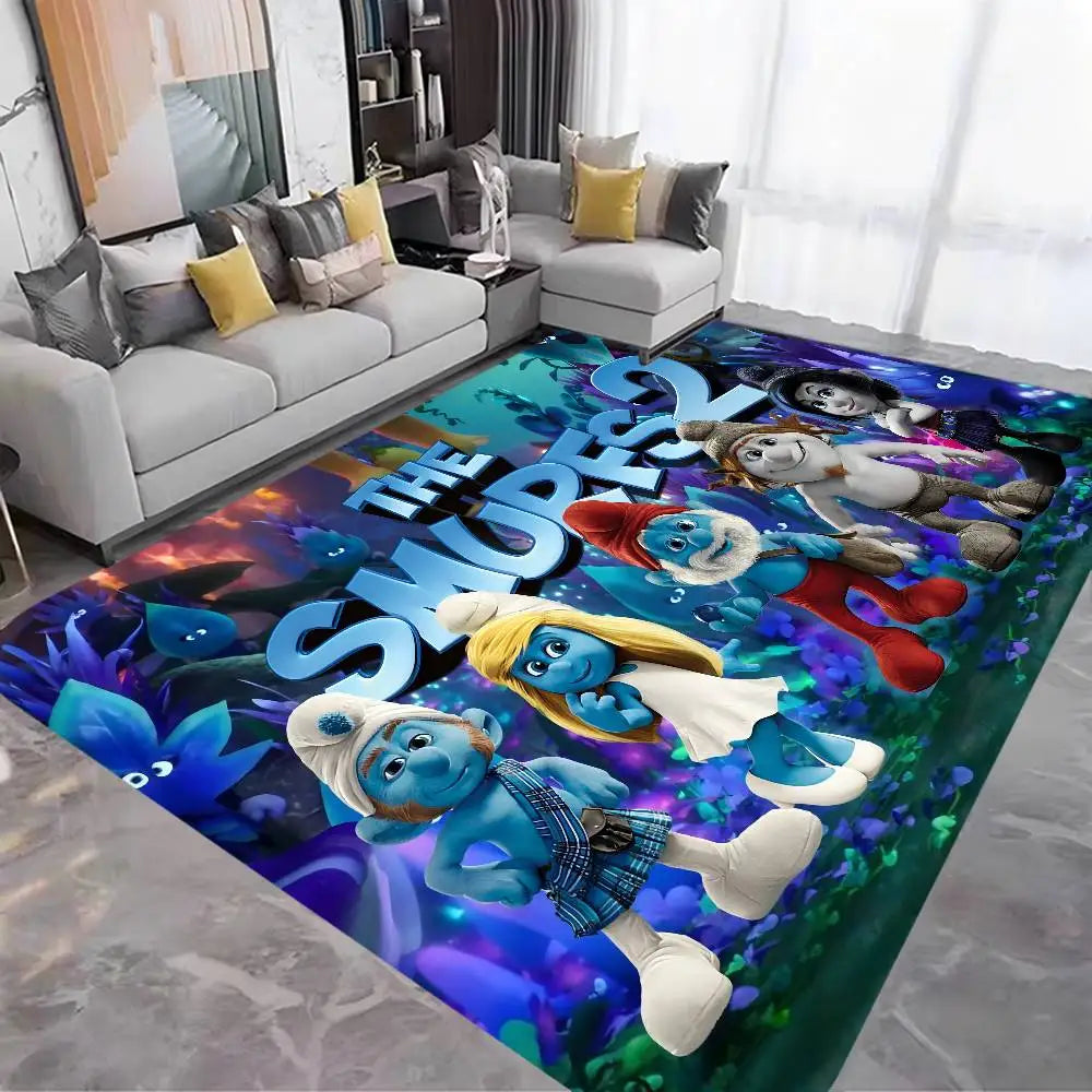 S-Smurfs Floor Mat Cheaper Anti-slip Modern Living Room Balcony Printed Bedside Mats