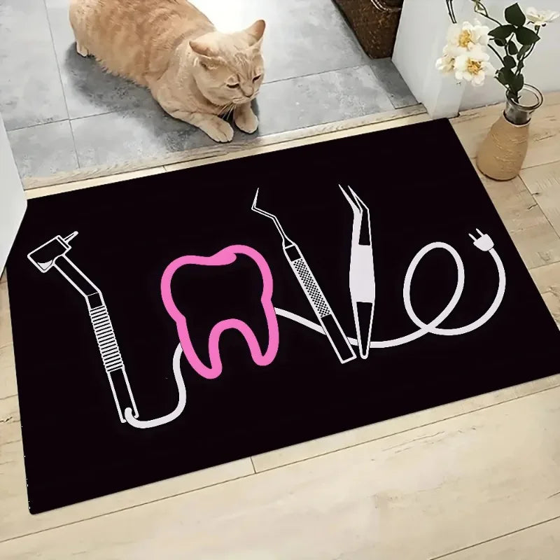 The Dentist Tooth Floor Mat Graphic Printed Flannel Doormats for