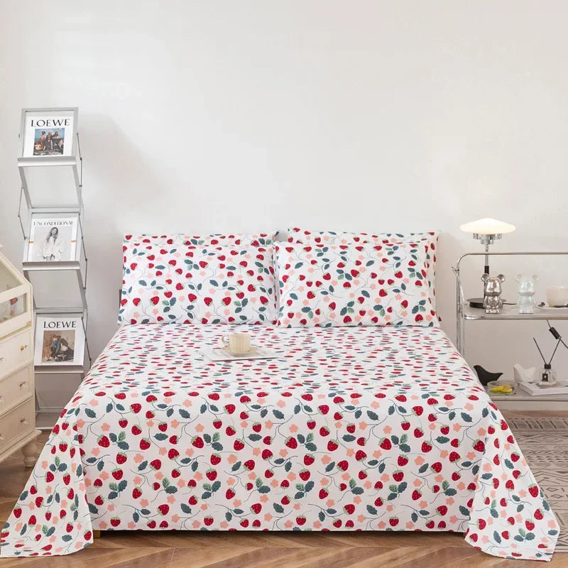 Soft 100% Cotton Coarse Cloth Bed Sheet Thick Sleep Naked Single Double Bedsheet