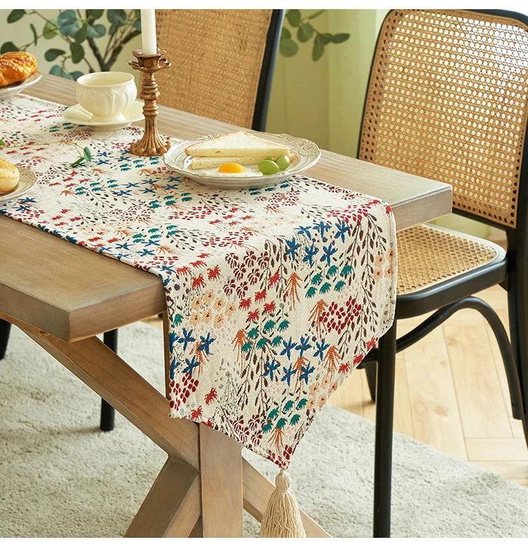 American Striped Table Runner Bohemian Tassel Table Runners Home