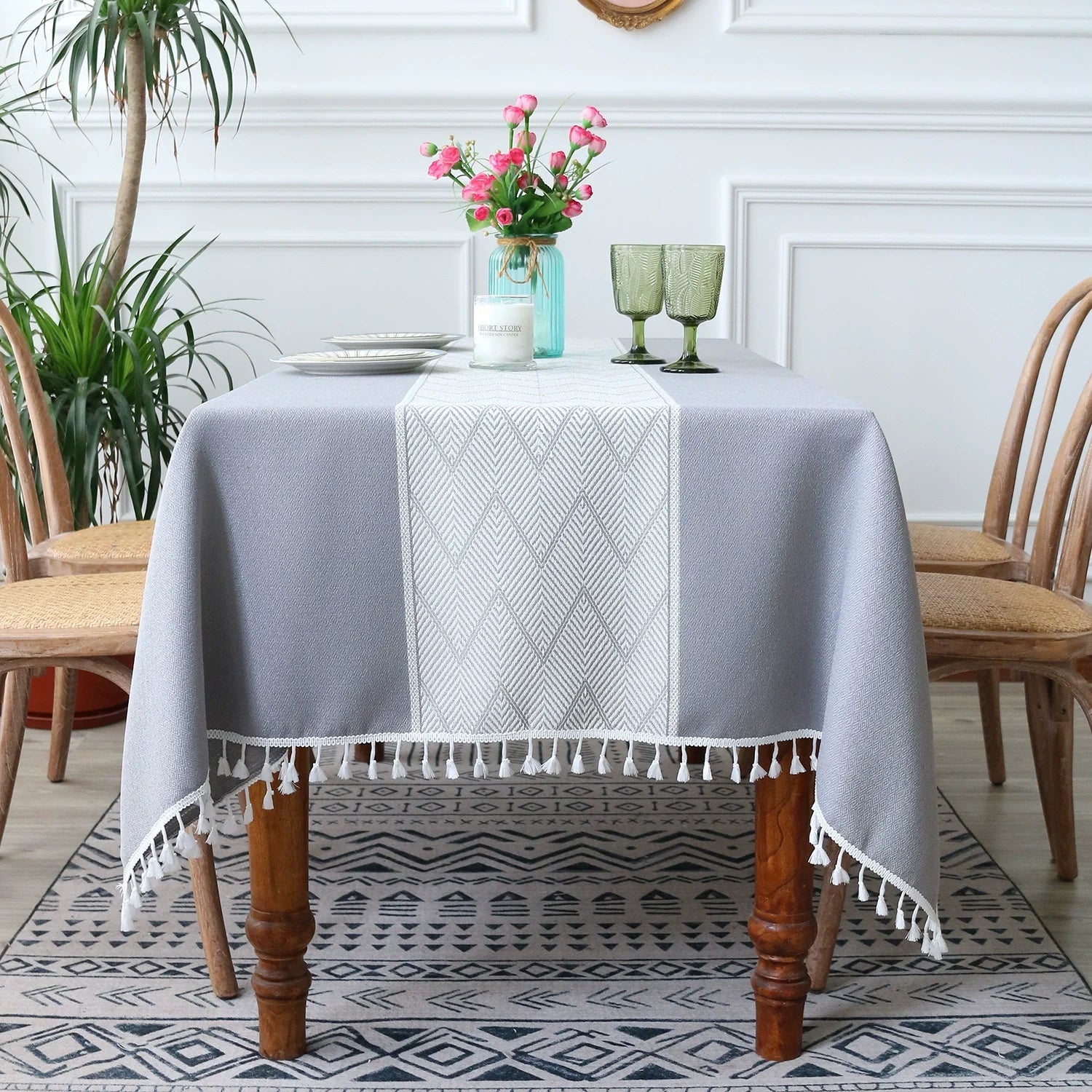 Tablecloth for Rectangle Table, Cotton Linen Table Cloth, Waterproof