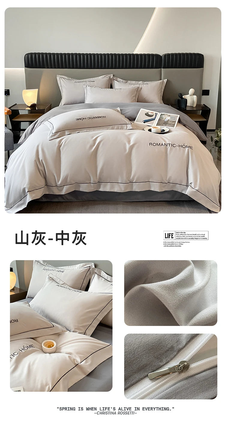 1 Set Cotton Bedding Set with Duvet Cover Bed Sheet Pillowcase Luxury