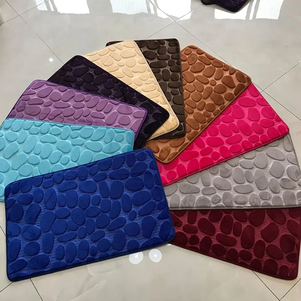Durable Water Absorption Bath Mat Non-slip Household Cobblestone Embossed Washable Doormat Bathroom