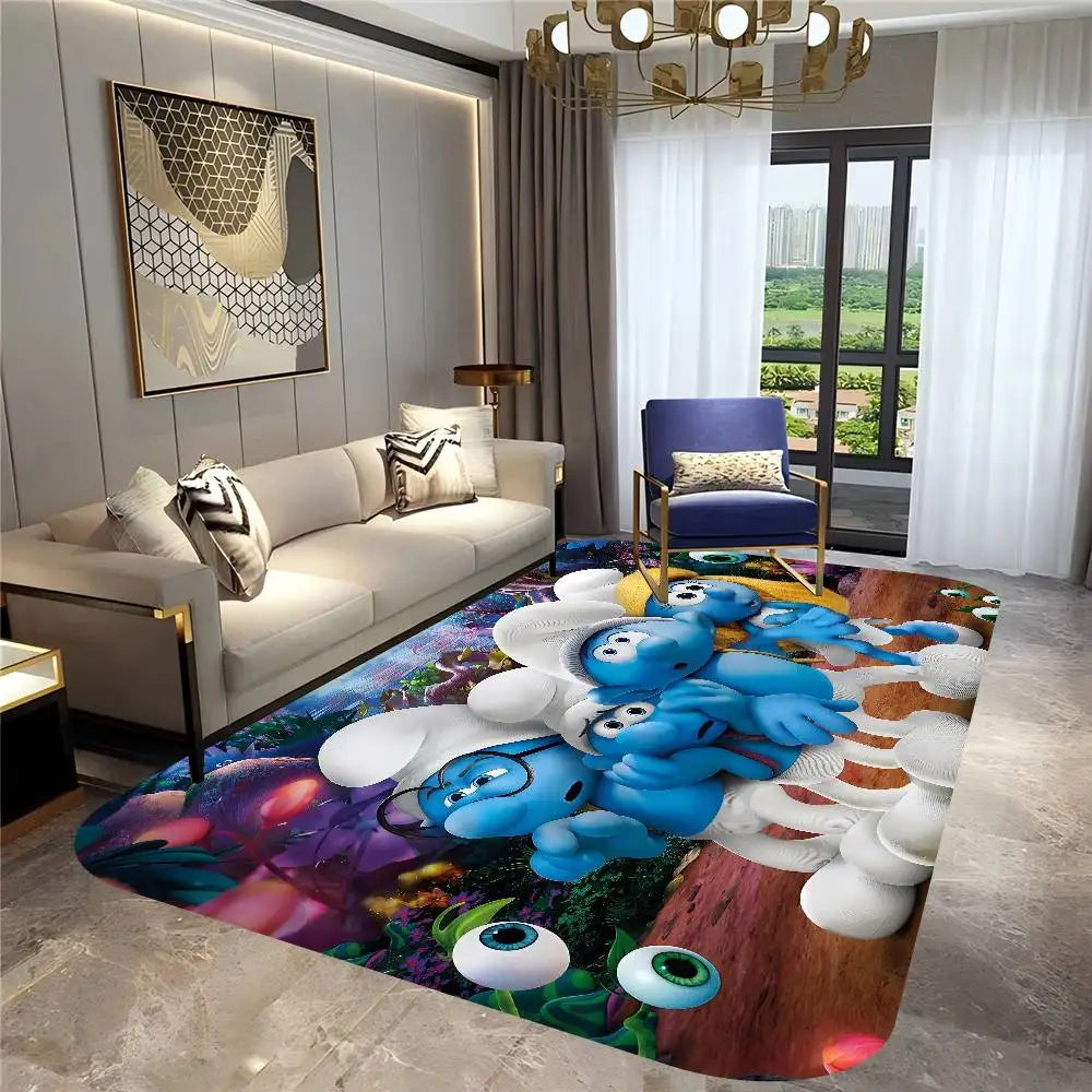 S-Smurfs Floor Mat Cheaper Anti-slip Modern Living Room Balcony Printed Bedside Mats