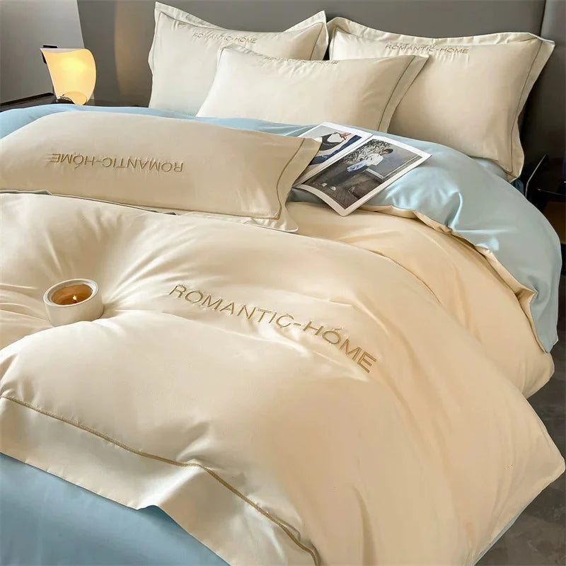 1 Set Cotton Bedding Set with Duvet Cover Bed Sheet Pillowcase Luxury