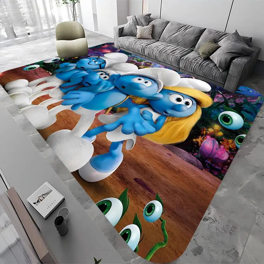 S-Smurfs Floor Mat Cheaper Anti-slip Modern Living Room Balcony Printed Bedside Mats