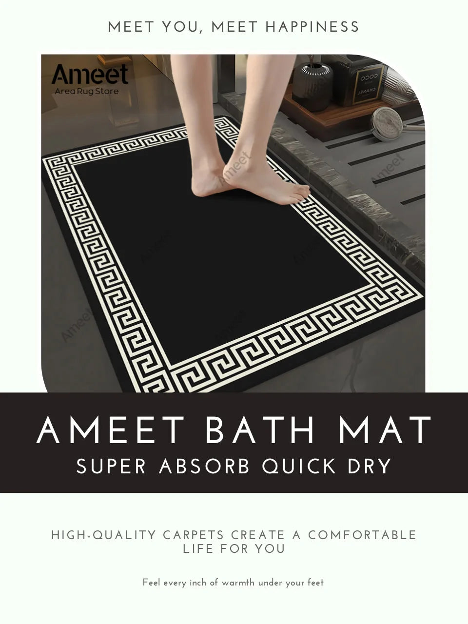 Water Absorbent Bathroom Mat Kitchen Floor Mat Non-slip Bath Rug Luxury Door Mat Decoration Home Footmat Washing Machine Top Mat