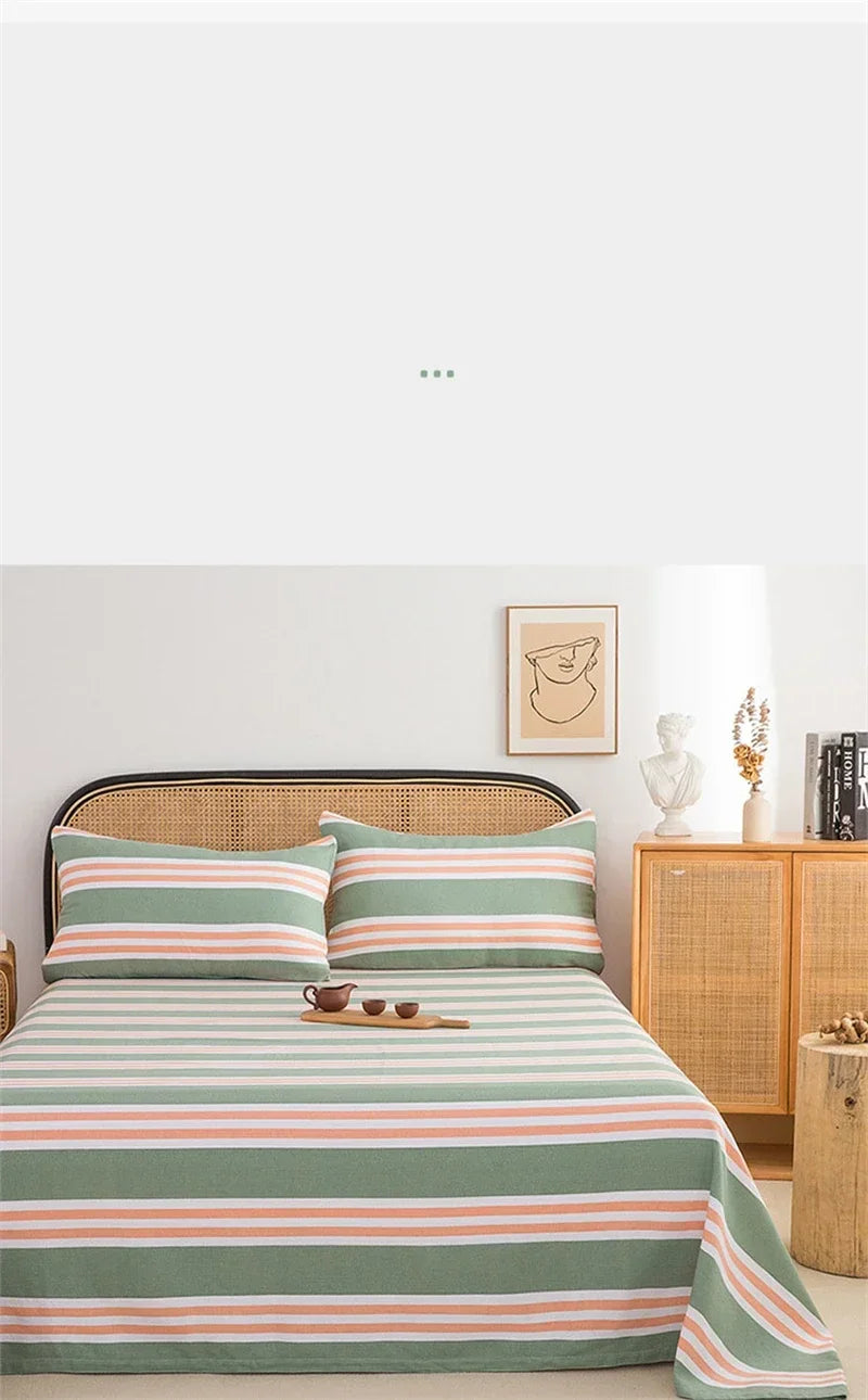 Soft 100% Cotton Coarse Cloth Bed Sheet Thick Sleep Naked Single Double Bedsheet