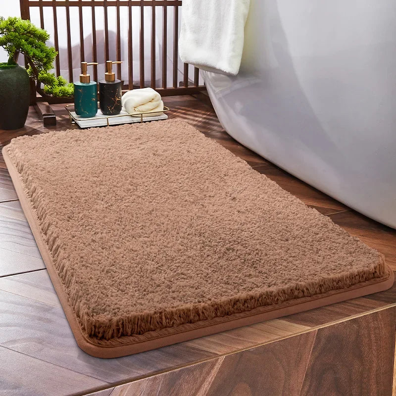 Household Bathroom Foot Mat Thicken Solid Colour Simple Bathroom