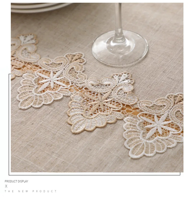 Plain Colour Tablecloth Cotton Linen Pure Light Gray European Style