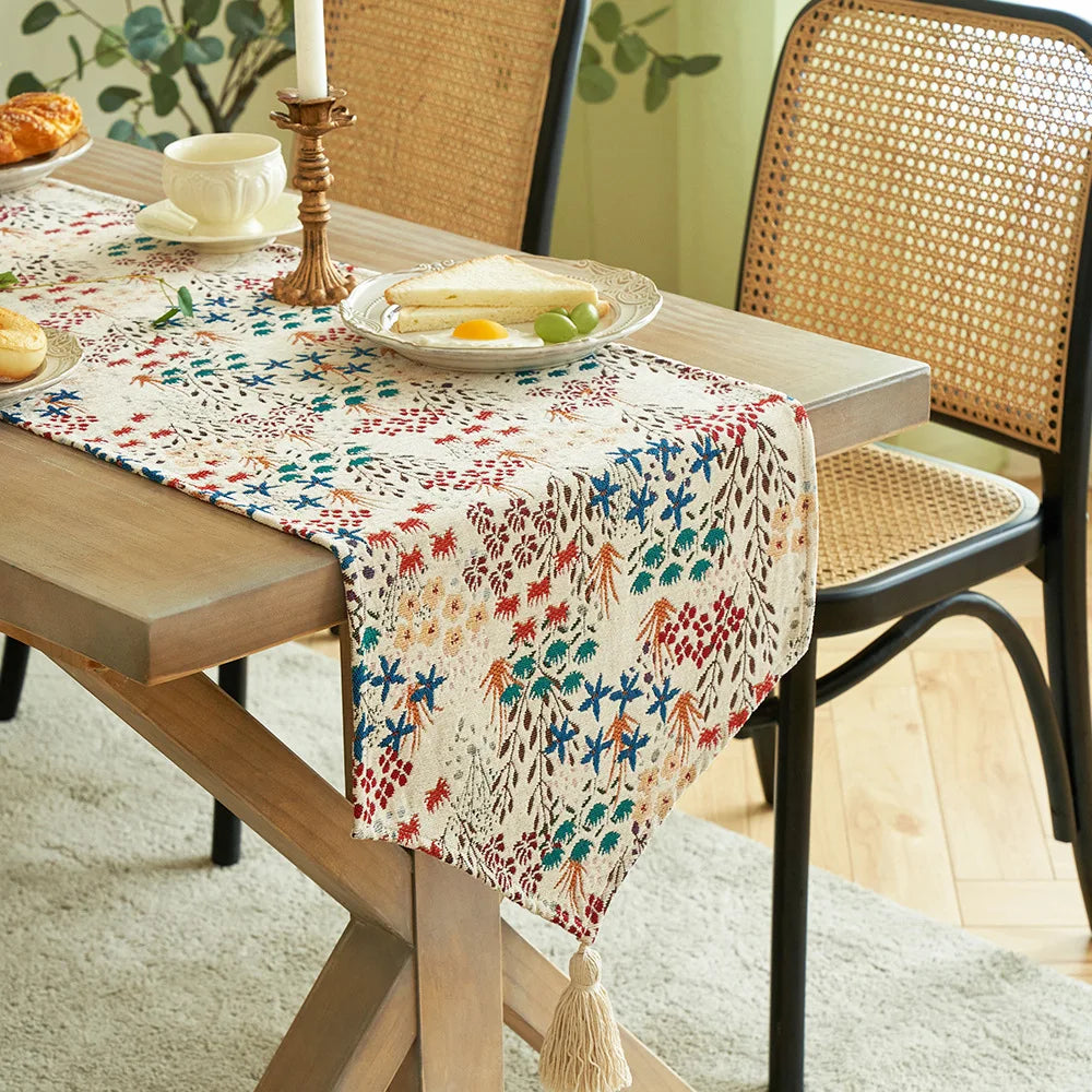 American Striped Table Runner Bohemian Tassel Table Runners Home