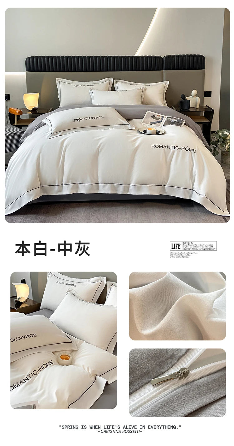 1 Set Cotton Bedding Set with Duvet Cover Bed Sheet Pillowcase Luxury