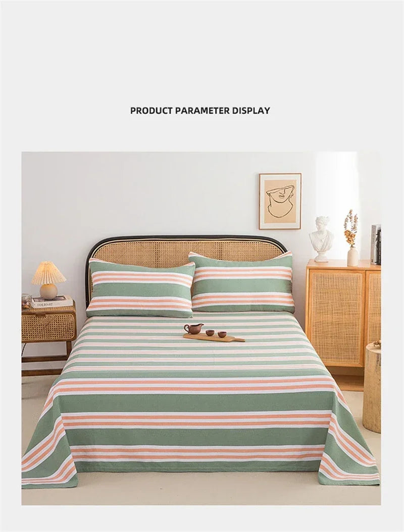 Soft 100% Cotton Coarse Cloth Bed Sheet Thick Sleep Naked Single Double Bedsheet