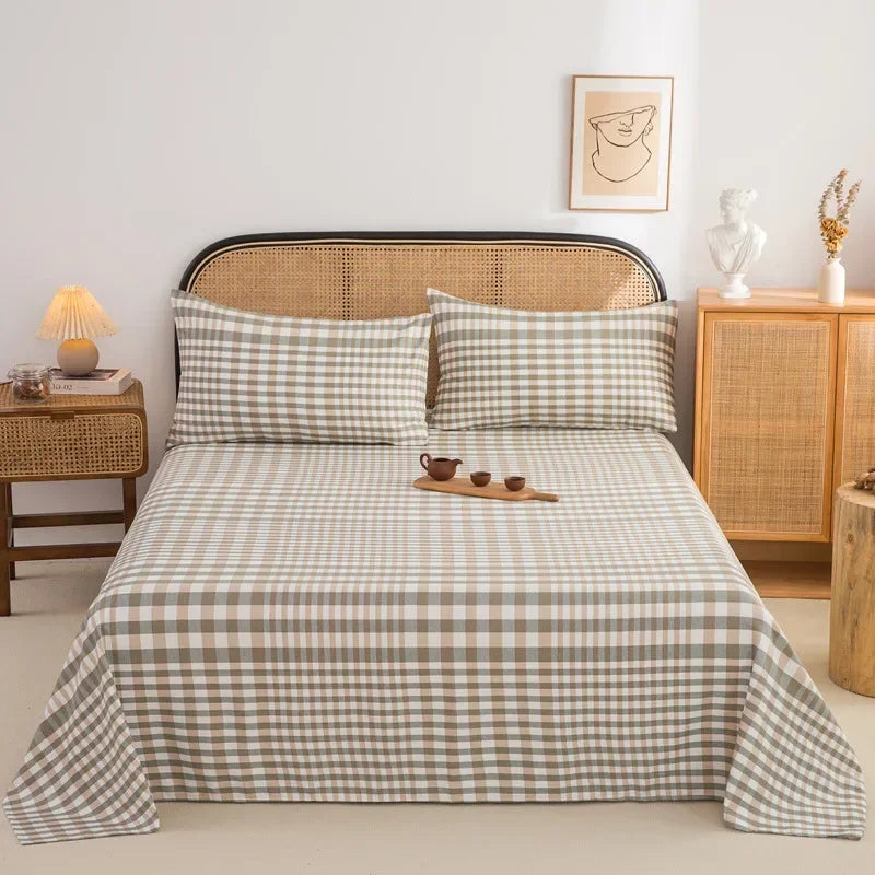 Soft 100% Cotton Coarse Cloth Bed Sheet Thick Sleep Naked Single Double Bedsheet