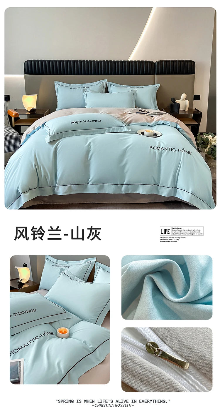 1 Set Cotton Bedding Set with Duvet Cover Bed Sheet Pillowcase Luxury