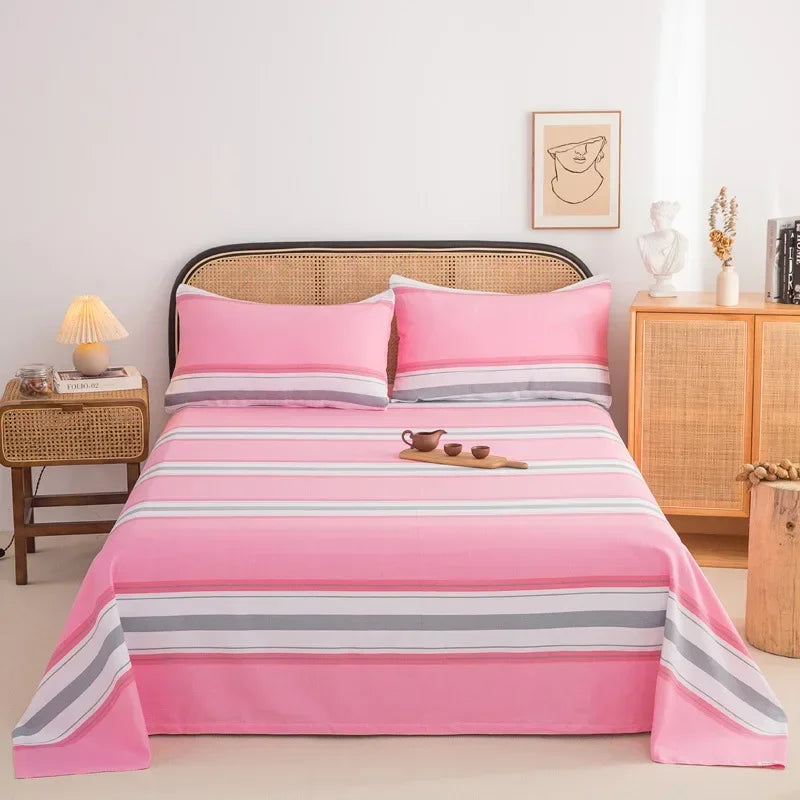 Soft 100% Cotton Coarse Cloth Bed Sheet Thick Sleep Naked Single Double Bedsheet