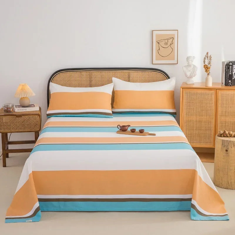 Soft 100% Cotton Coarse Cloth Bed Sheet Thick Sleep Naked Single Double Bedsheet