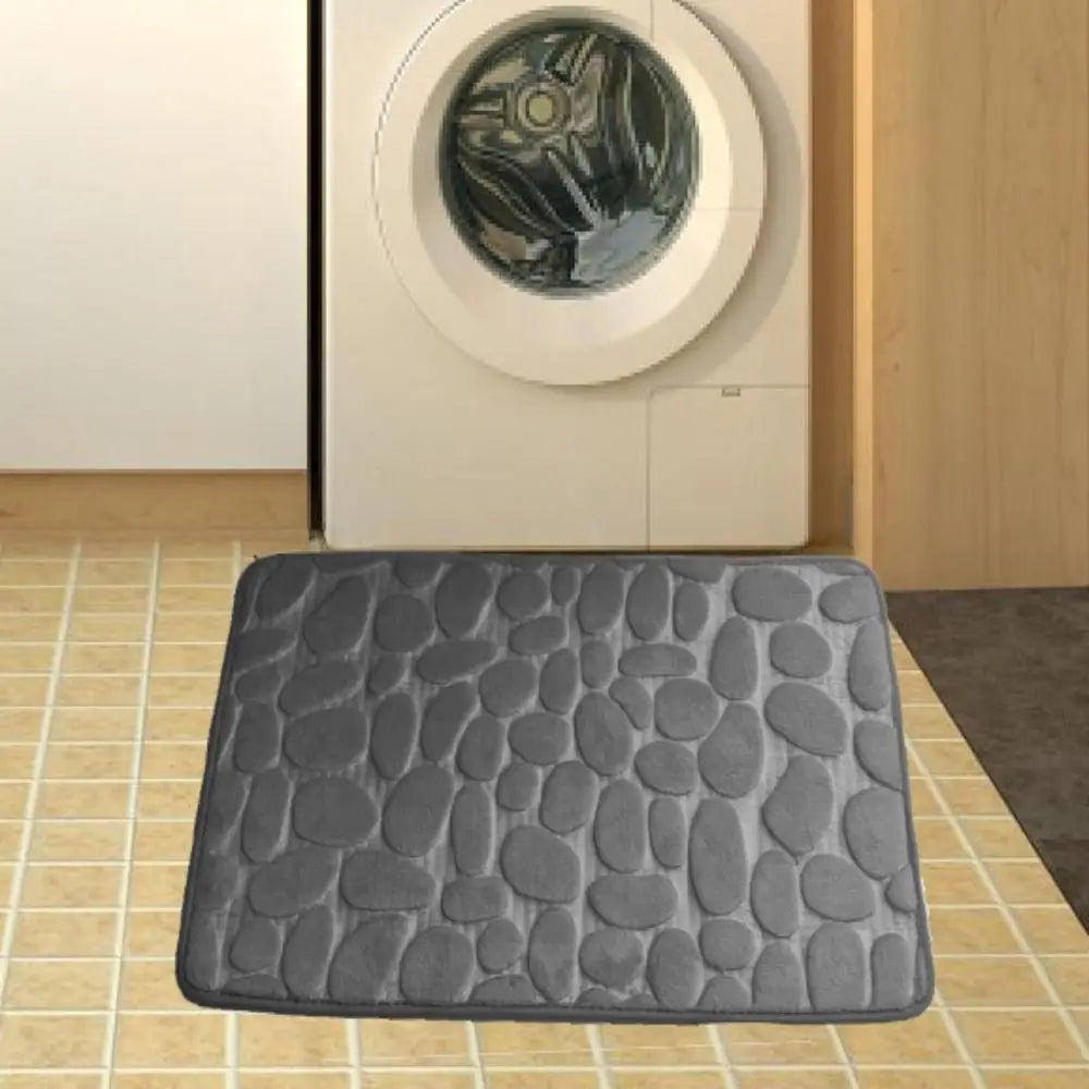 Durable Water Absorption Bath Mat Non-slip Household Cobblestone Embossed Washable Doormat Bathroom