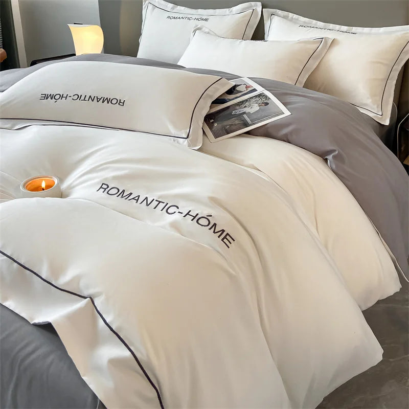 1 Set Cotton Bedding Set with Duvet Cover Bed Sheet Pillowcase Luxury