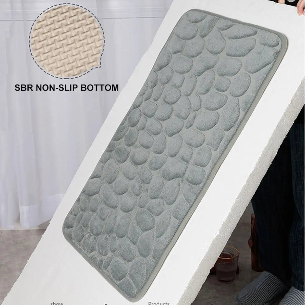 Durable Water Absorption Bath Mat Non-slip Household Cobblestone Embossed Washable Doormat Bathroom