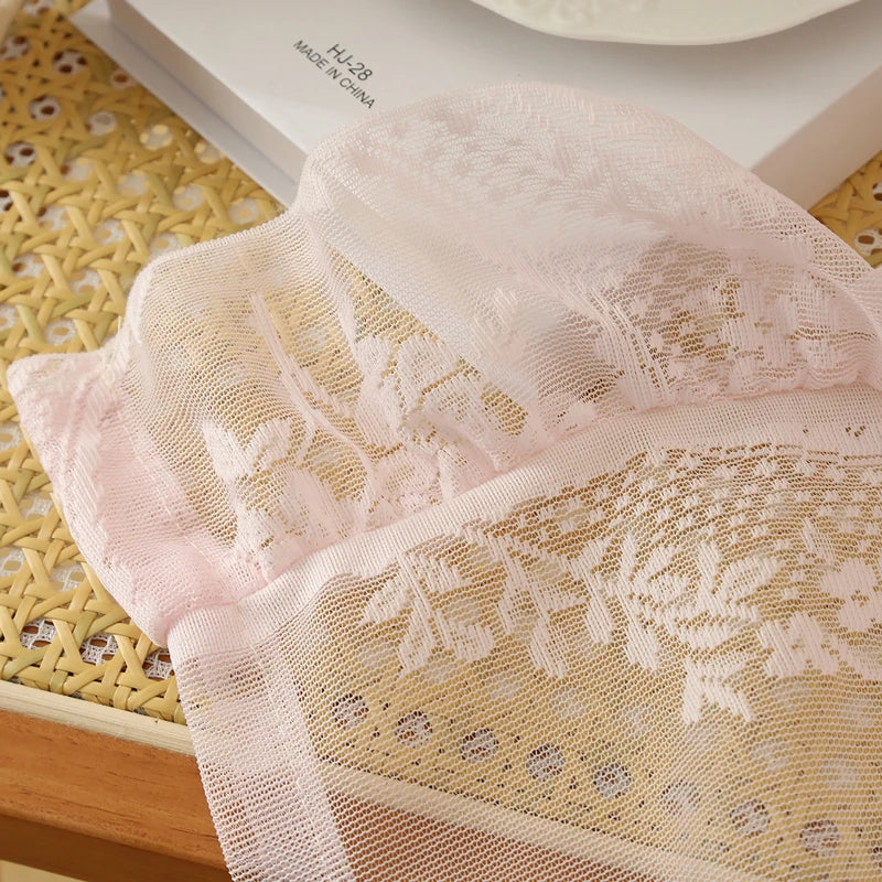 Lace Sheer Curtains with Scallop Ruffle Edge for Living Room Farmhouse